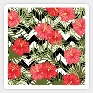 Tropical Floral Pattern with Chevron Sticker